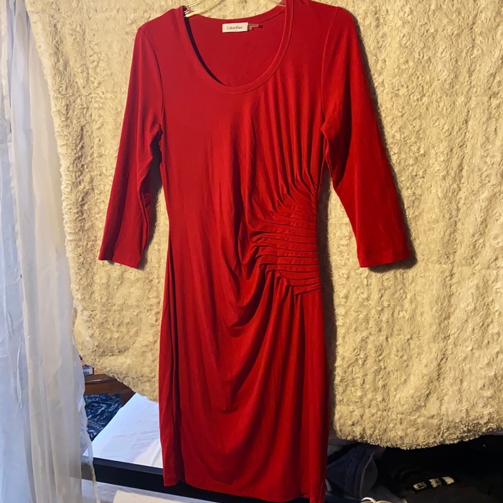 Calvin Klein red mid length dress